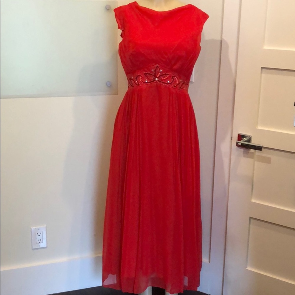 Vintage red chiffon gown